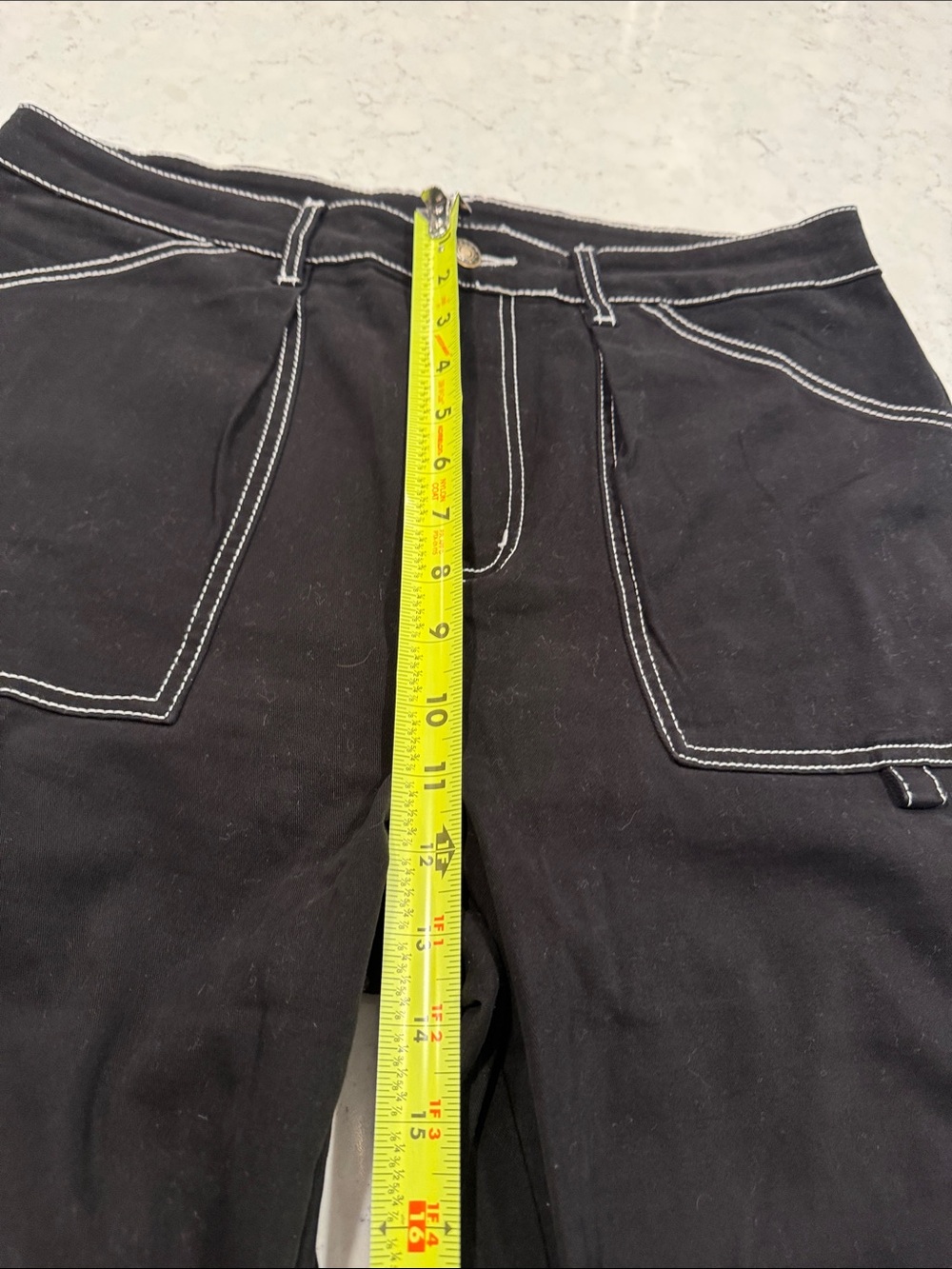 NWT DOKOTOO Sz 14 Carpenter Utility Cargo Jeans High Waist White Stitch Stretch - Picture 15 of 15